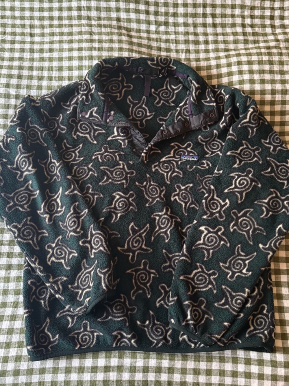 RARE Vintage Patagonia Green Zen Turtle Fleece Synchilla